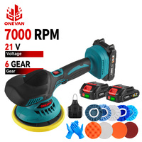 ONEVAN 7000RPM Electric Car Polisher 6 Gears Cordless Auto Polishing Wax Machine Car Repair Tools Set For Makita 21V Battery