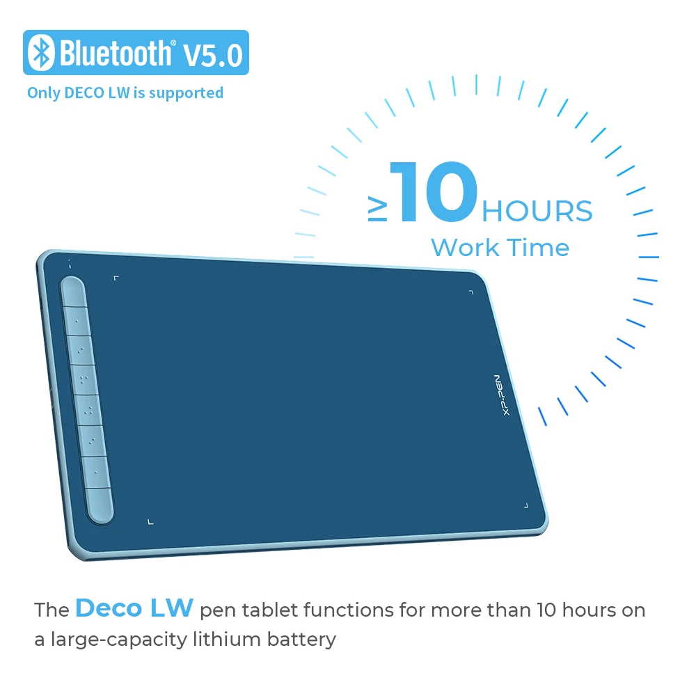 XP Pen Deco LW Bezprzewodowy 10x6 cali X3-Smart-Chip Rysik Cyfrowy Tablet Graficzny Tablet do Rysowania