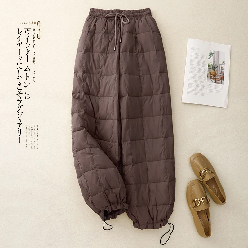 Thickened down Fleece Women's Straight Leg Casual Pants High Waist Long Trousers Fashionable All-Match Style Winter Season