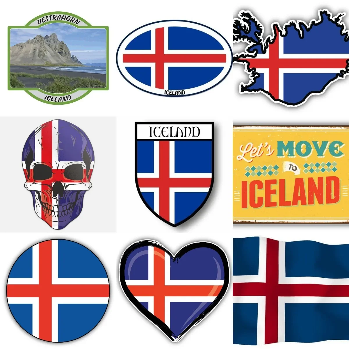 

Iceland IS Flag Map Creative PVC Stickers Accessories for Decorate Car Wall Helmet Camper Off-road Bumper Fridge Table Decal