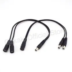 5.5mm*2.1mm 1 Female to 2 Male Connector Male to Female Plug DC Power Splitter Cable CCTV LED Strip Light Power Supply Adapter