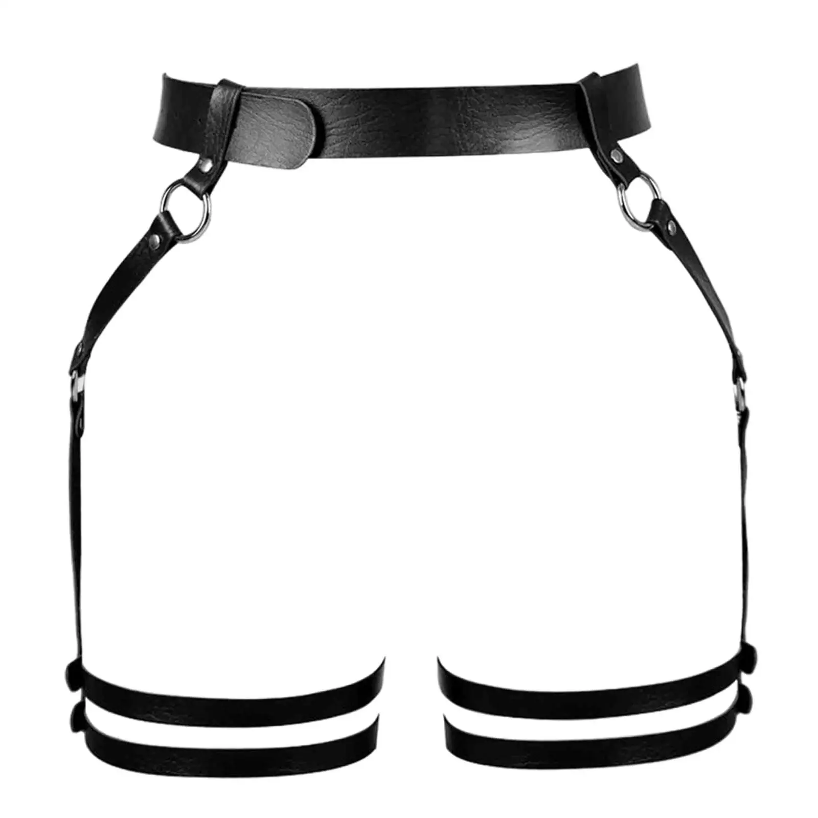 Gothic Waist Chain Belt Women Punk PU Leather Thigh Harness Body Jewelry Black Rave Party Cosplay Prom Adjustable Accessory