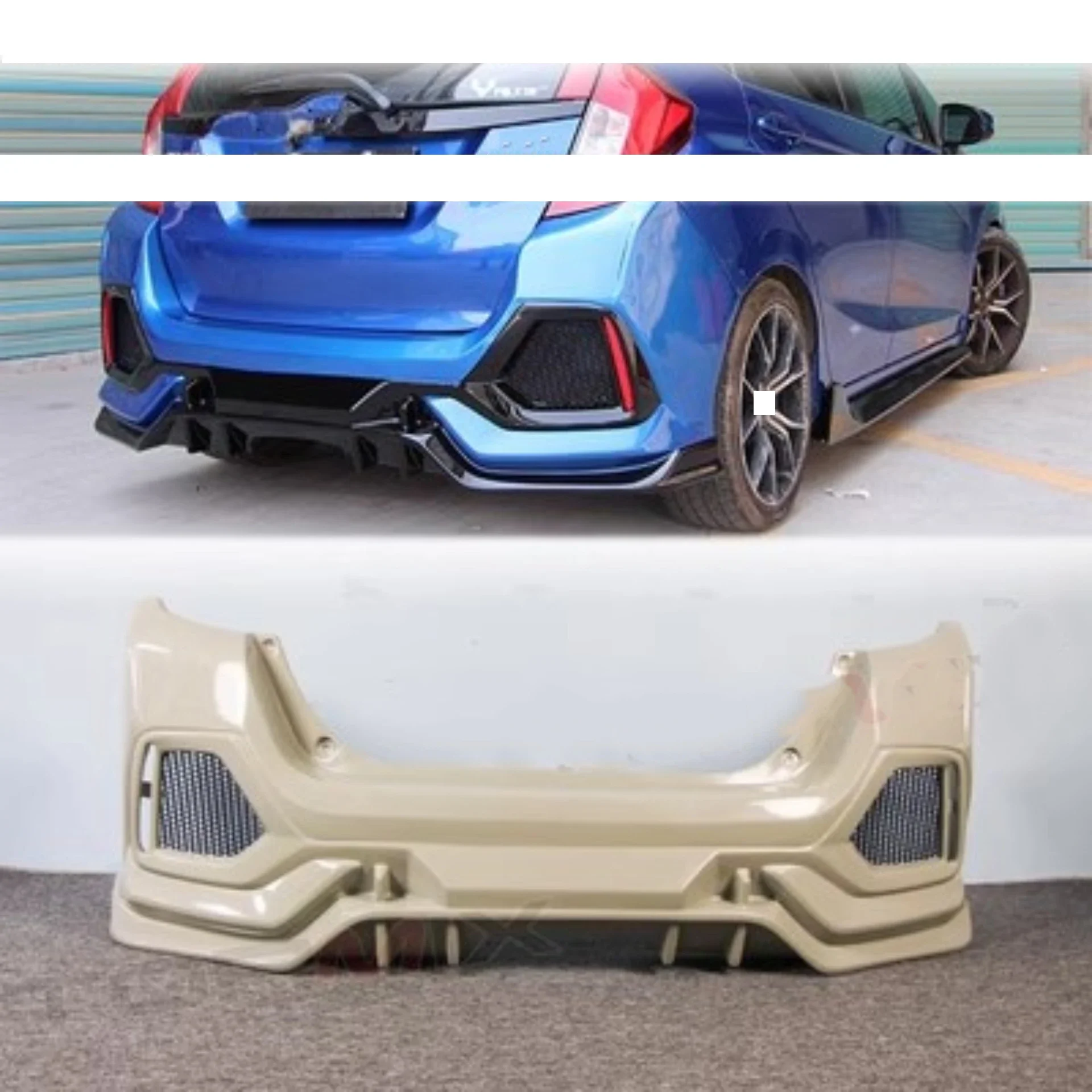 ABS Material Front Rear Bumper Side Skirt for Honda FIT JAZZ GK5 Convert Type-R Style Body Kit Car Accessories