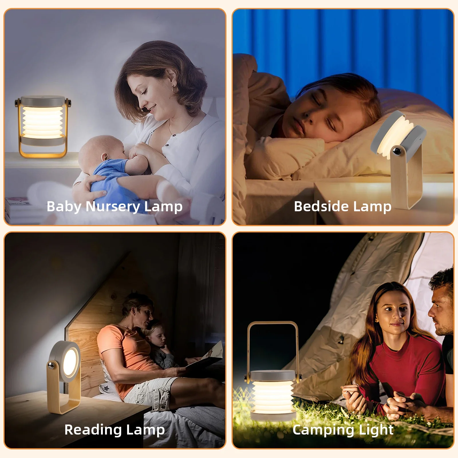 Lampada da tavolo pieghevole a LED portatile USB ricaricabile sensore tattile Dimmer interruttore scrivania lanterna luce comodino lettura luce da campeggio