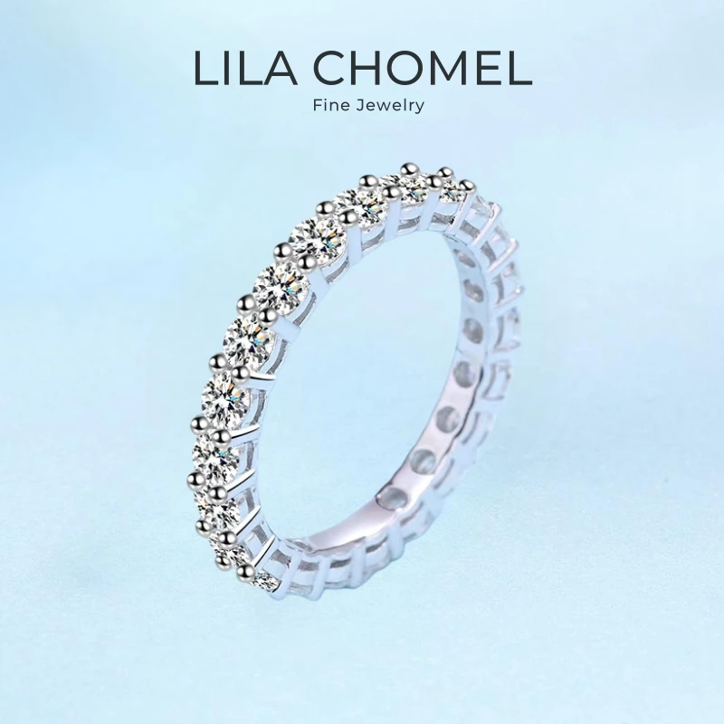 

Girl Friend Valentine's Day 18K White Gold Wife Birthday Gift Rings 2.2CT Moissanite Diamond PT950 Platinum Women Wedding Band