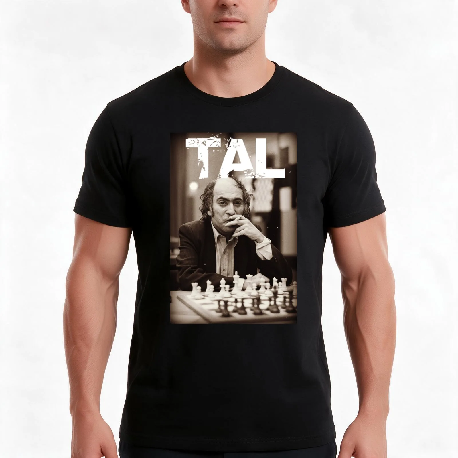Russian Chess Grandmaster Mikhail Tal T-Shirt, Summer Casual Cotton Tee, Oversized Streetwear Tops, Vintage Graphic Print