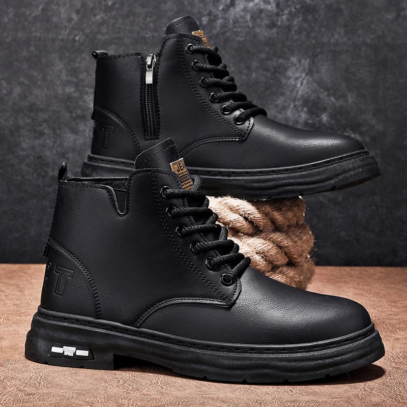 

Fashion Mens Ankle Boots Outdoor Leather Shoes High Top Casual Boots Comfortable Male Work Boots Classic Non-slip Handmade Boots