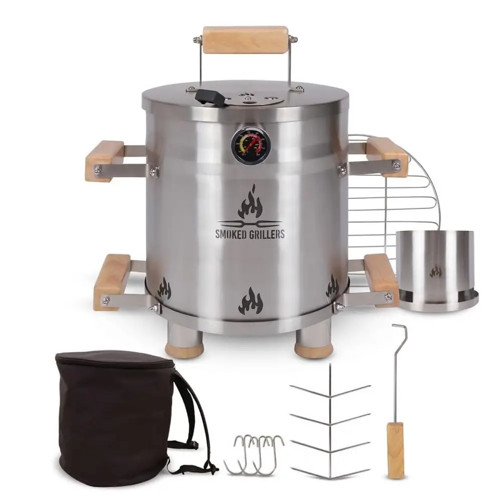 

Smoker Grill Combo 100 Stainless Steel Barrel 95 Less Smoke, Even Heat Easy to Use amp Clean Vertical Smoker Ideal for Balconie