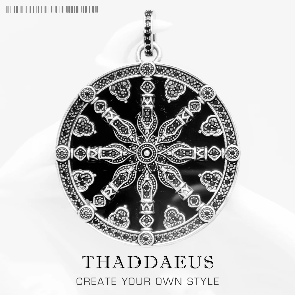 

Pendant Karma Wheel Brand New Fine Jewelry Europe Vintage Accessories 925 Sterling Silver Gift For Woman Men
