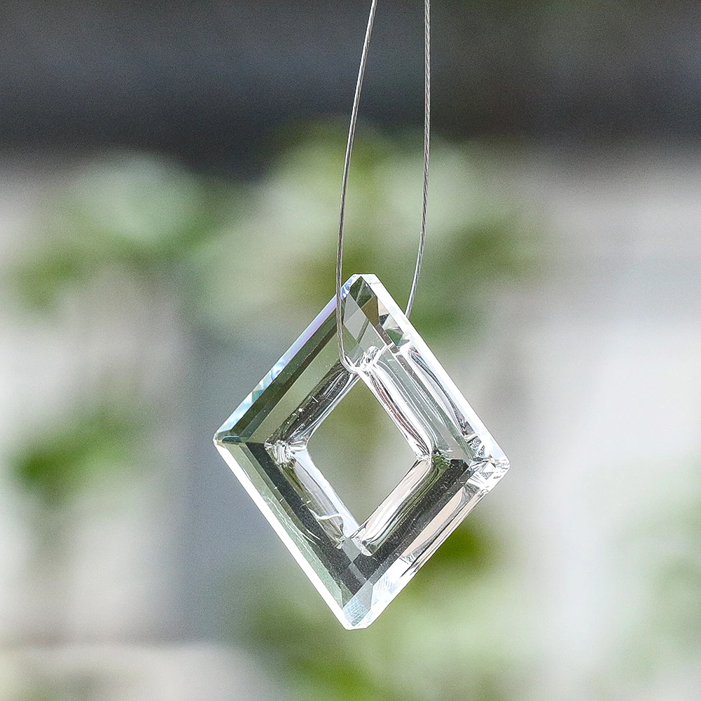 3cm Crystal Glass Square Faceted Beads DIY Chandelier Pendant Prism Sun Catcher Hanging Ornament Light Fixture Parts Home Decor - view 5