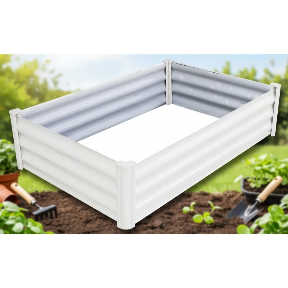 

Premium Galvanized 4'x3' Raised Garden Bed with Easy Assembly, Superior Drainage, White Steel Planter Box for All Plants
