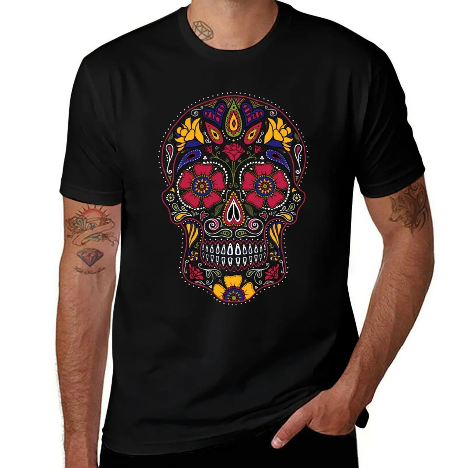 

Day of the Dead Sugar Skull Dark T-Shirt customs design your own Funny t-shirt korean fashion quick-drying mens tall t shirts