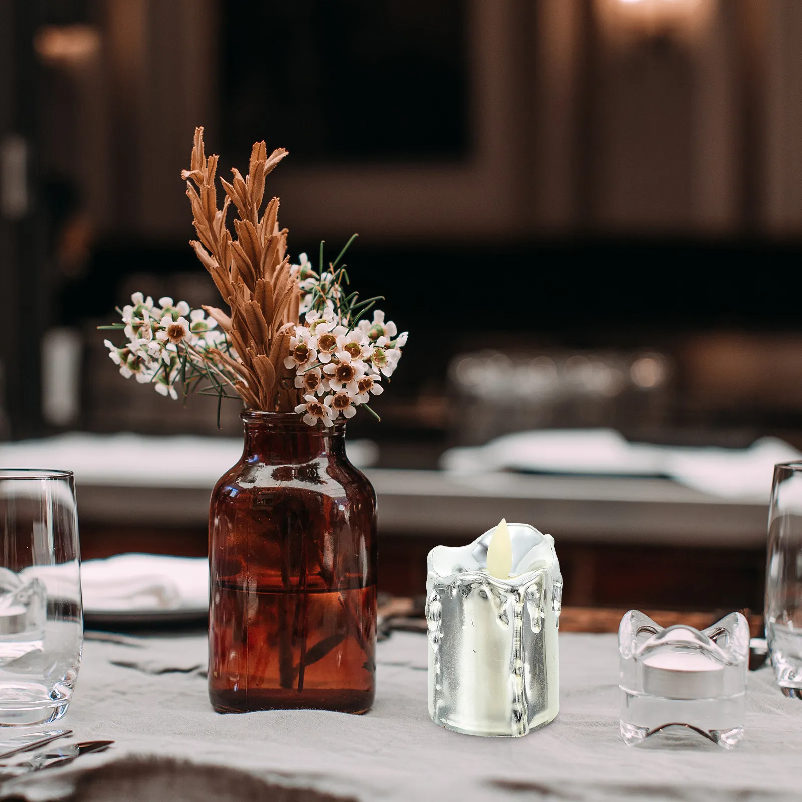 

3 шт. светодиодные электронные лампы, бездымные электрические светильники, долговечные, для создания романтической атмосферы