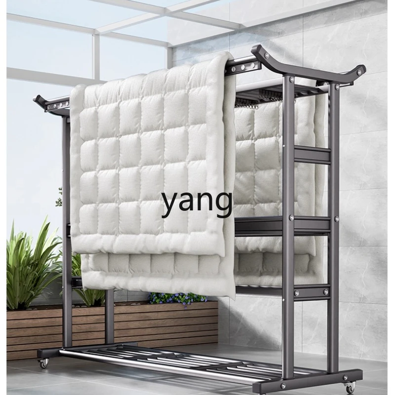 

LMM Courtyard Quilt Drying Rack Household Movable Large Outdoor Clothes Rack