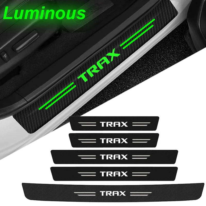 Luminous for Chevrolet TRAX Logo Car Trunk Door Stickers Plate Anti Scratch Decals Scuff Scratch Film Carbon Fiber Accessories