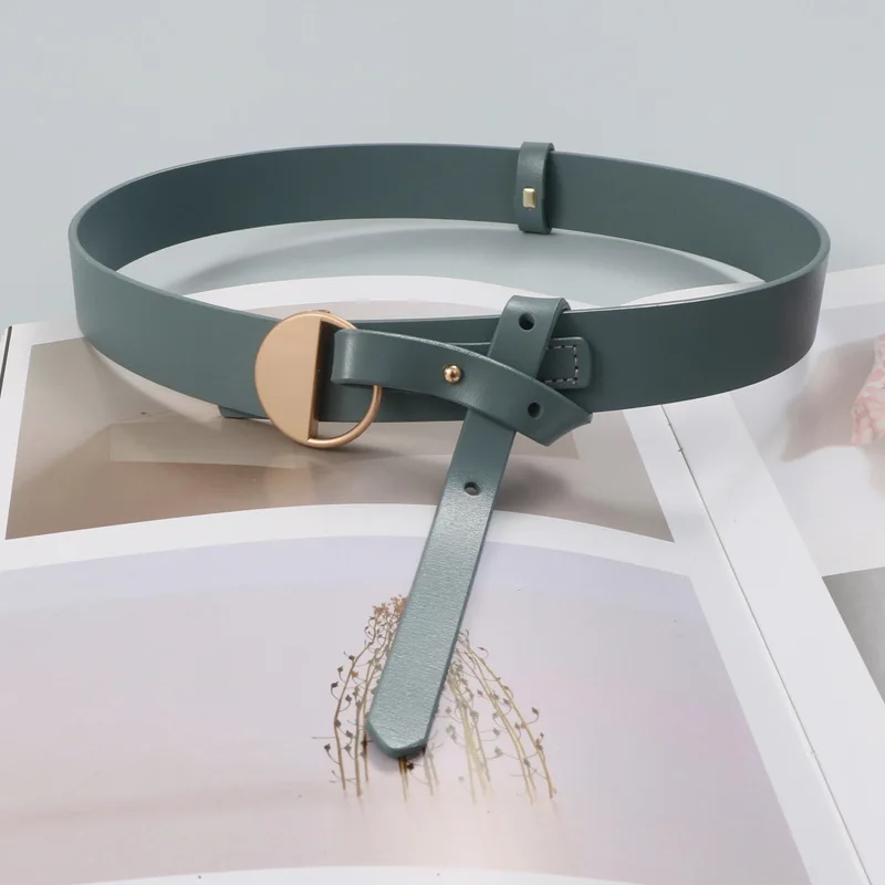 

Double Leather Women Belt Fashion Waist Belt Genuine Leather Metal Buckle For Ladies Leisure Dress Jeans Wild Waistband