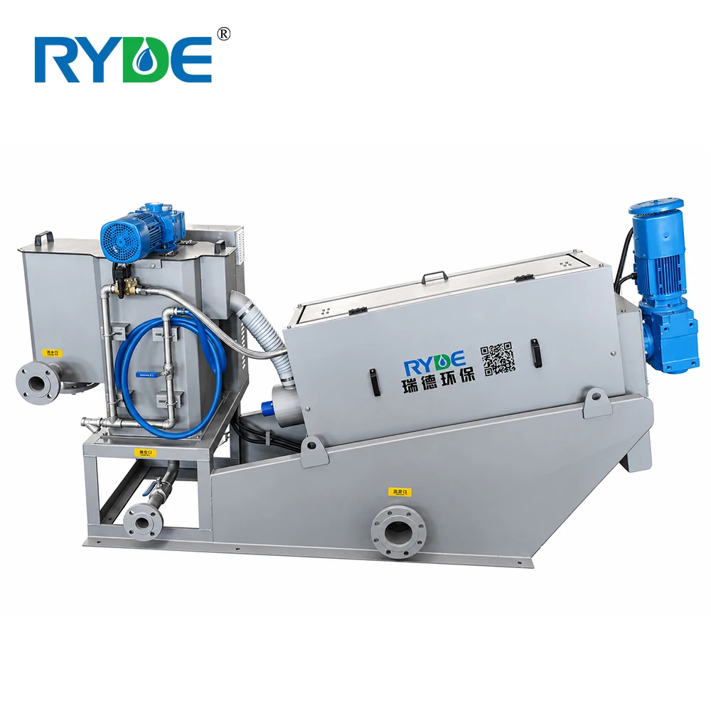 RYDE RDL201 Automatic Multi Disc Screw Press Sludge Dewatering Machine Motor Gearbox 1 Year For Industrial Wastewater Treatment