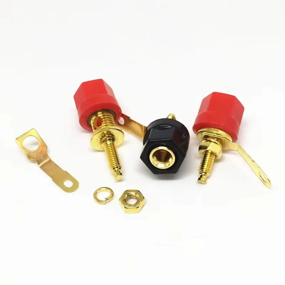 1Set New Gold Plated Speaker Binding Post 4mm Hex Head Banana Plug Socket Audio Connector Amplifier Video