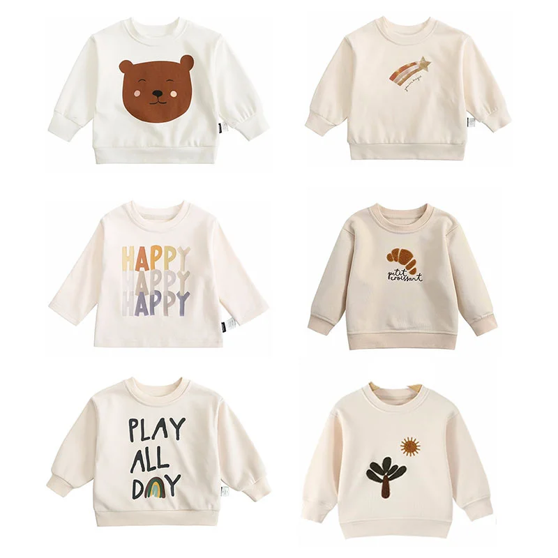 EnkeliBB Baby 6-9M 12M 24M Boy Spring Cotton Sweatshirt Lovely Bear And happy Letters Print Long Sleeve tops