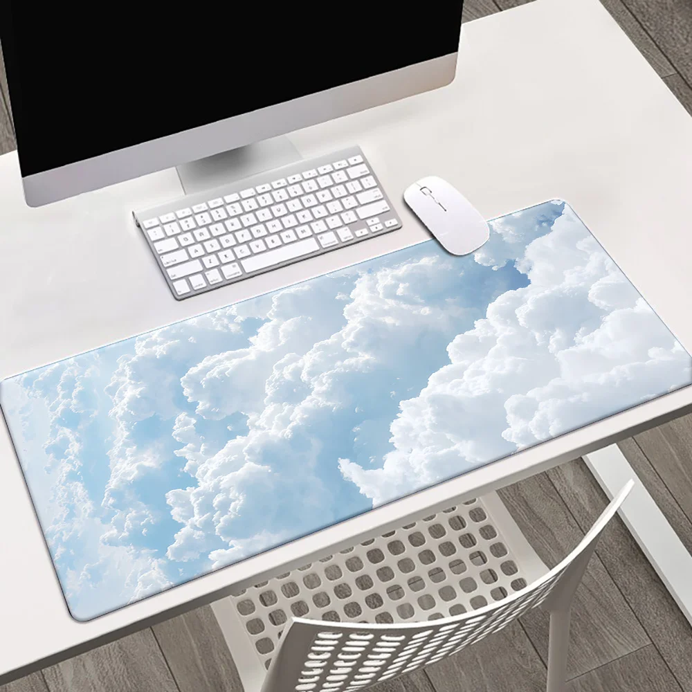 

Desk Pad White Cloud XXL Mousepad Gaming Office Desk Mats Mouse Pads Pc Accessories Extended Pad Setup Mouse Mat Keyboard Carpet