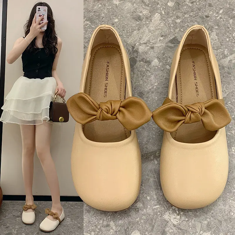 Bow-Knot Shoes Woman Comfortable And Elegant Female Footwear Slip-on Butterfly New Summer Moccasin Dress Slip On Mary Janes