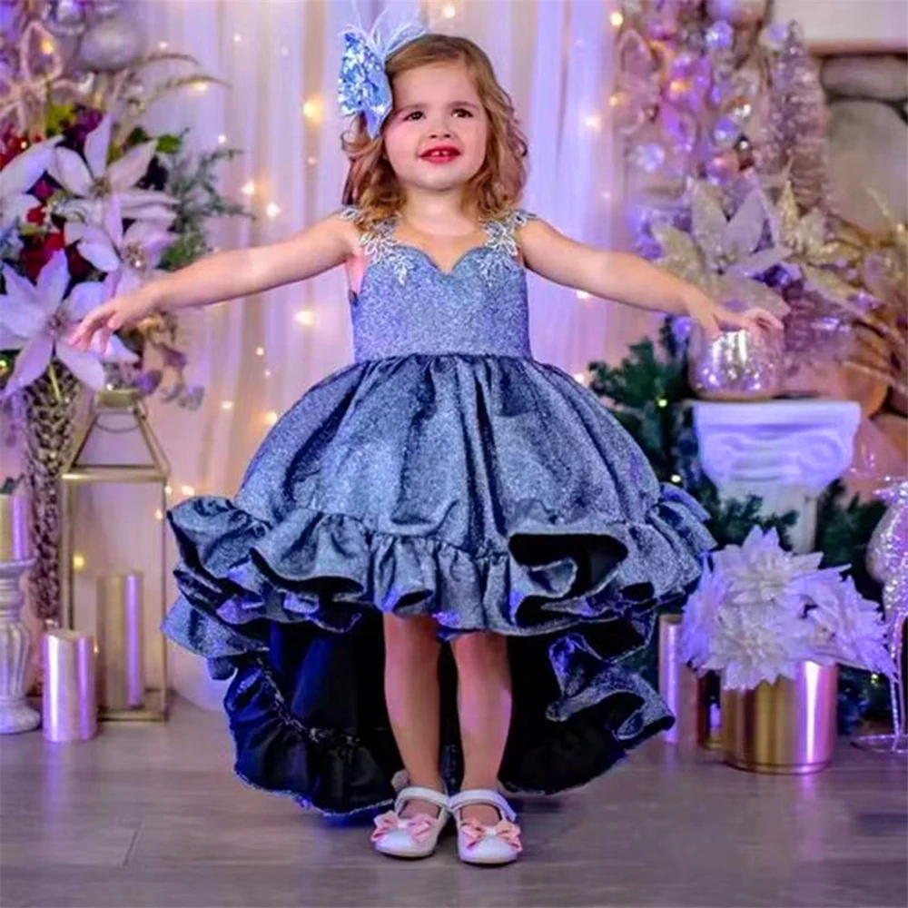 Sleeveless Fluffy Tulle Lovely Bow Flower Girl Dress Princess Ball Pageant First Communion Kids Surprise Birthday Present