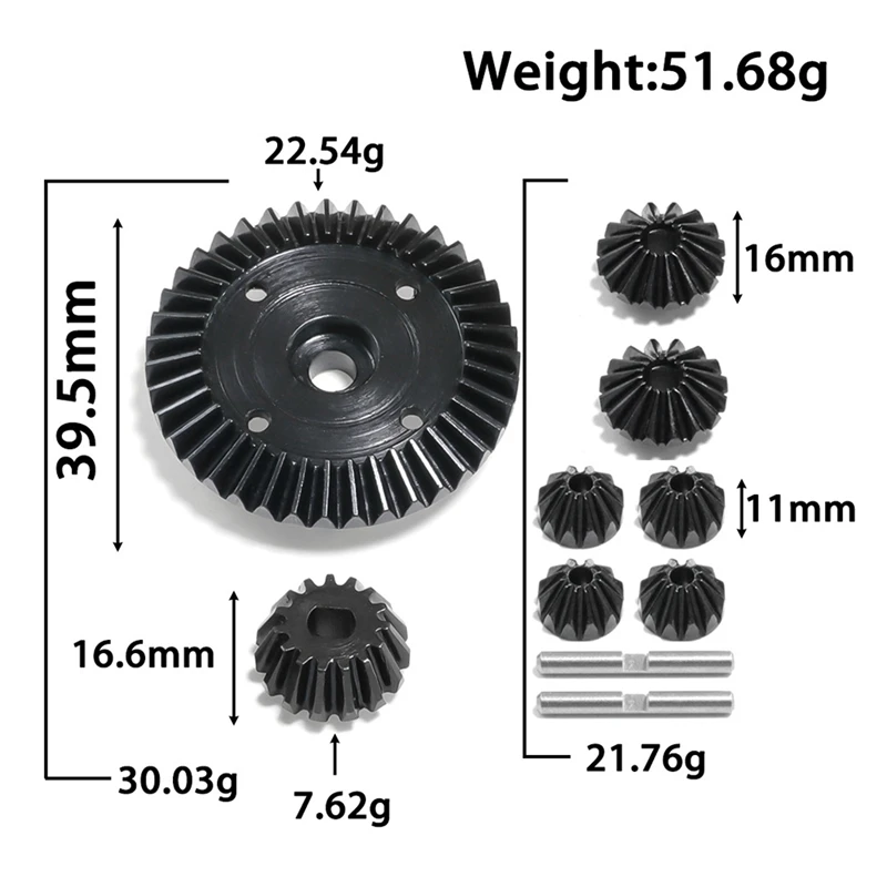 XV02 TT02 TT02B 45-Gauge Steel Complete Set Of Differential Gear + Main Gear Set Steel Gear image 6