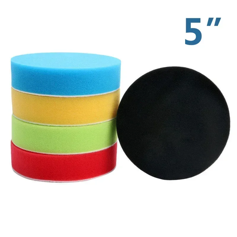 5pcs Flat Car Polishing Foam Buffing Sponge Pad Polisher Tool Kit Set 5 Inch Practical Auto Accessories Tools