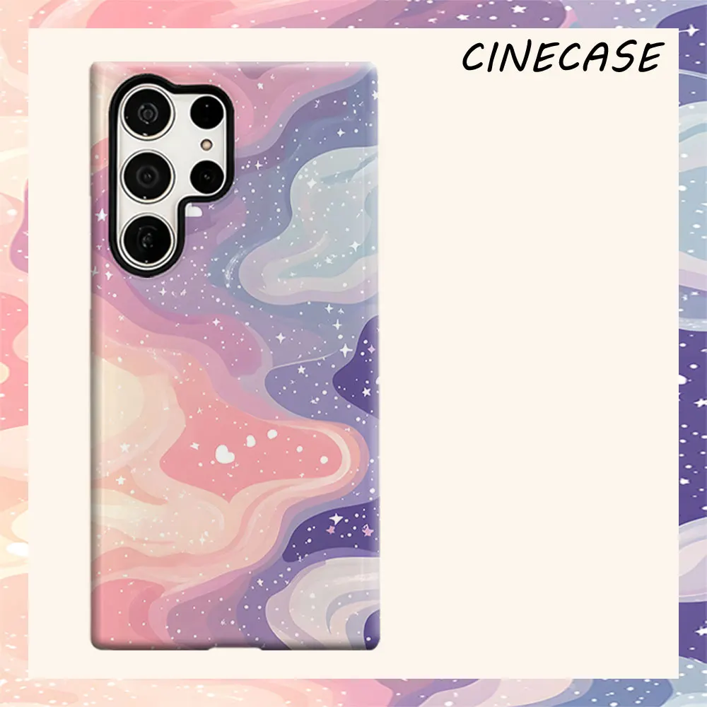 pastel dreamy cloud star For Samsung Galaxy S26 S25 S24 A56 A36 Dual Layer Luxury Fashion Full Lens Protective Case