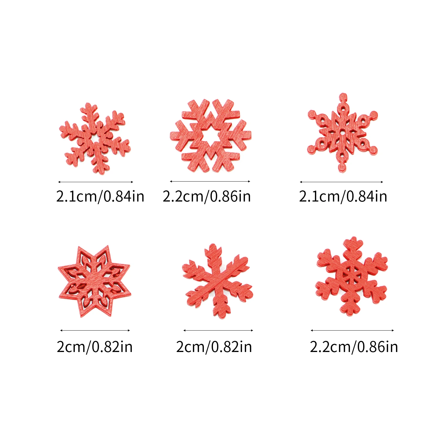 50Pcs Mix Color Christmas Snowflakes Wooden Ornaments for DIY Crafts Scrapbooking Decor New Year Xmas Tree Decoration Supplies