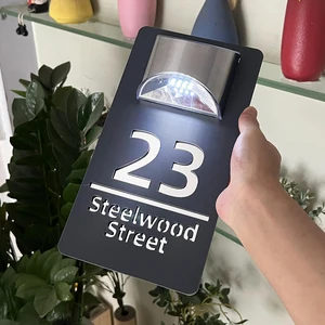 Nhà năng lượng mặt trời ngoài trời được cá nhân hóa LED LED LIGHT LIGHT 3D Laser Cut Rua Family House TÊN TÊN 12 Số cửa bán hàng chính - №4