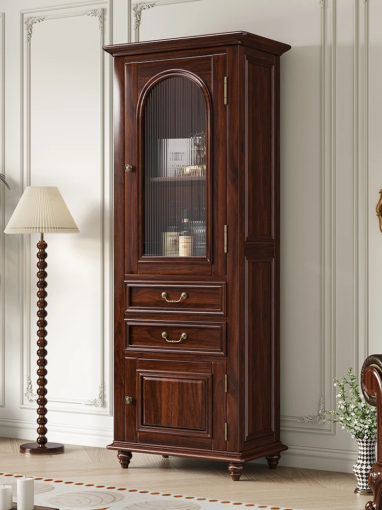 

Wine Cabinet American Retro Full Solid Wood Storage Wall-Mounted Display Cabinet