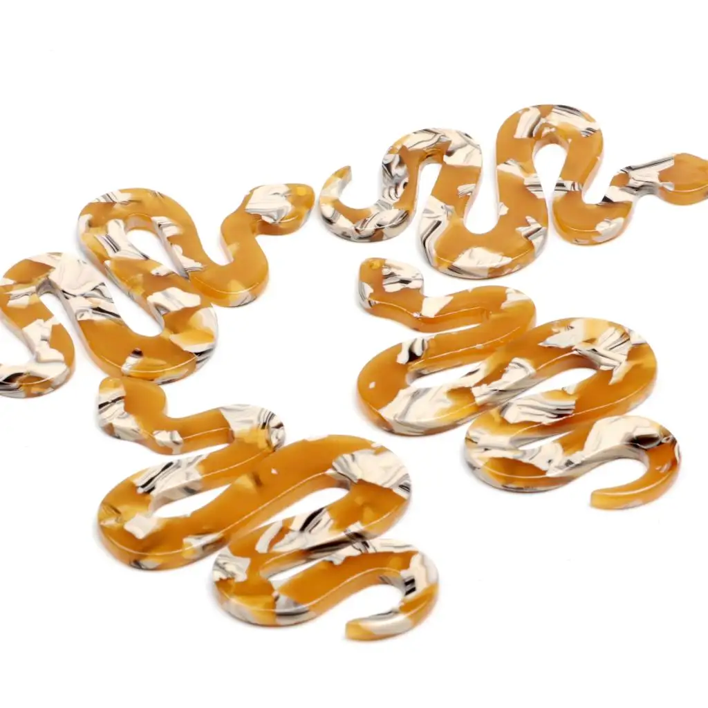 Tortoise Shell Earrings Charm,Acetate Acrylic  Large Snake Shaped frame Pendants,Boho Earring Parts ,60mmx38mm