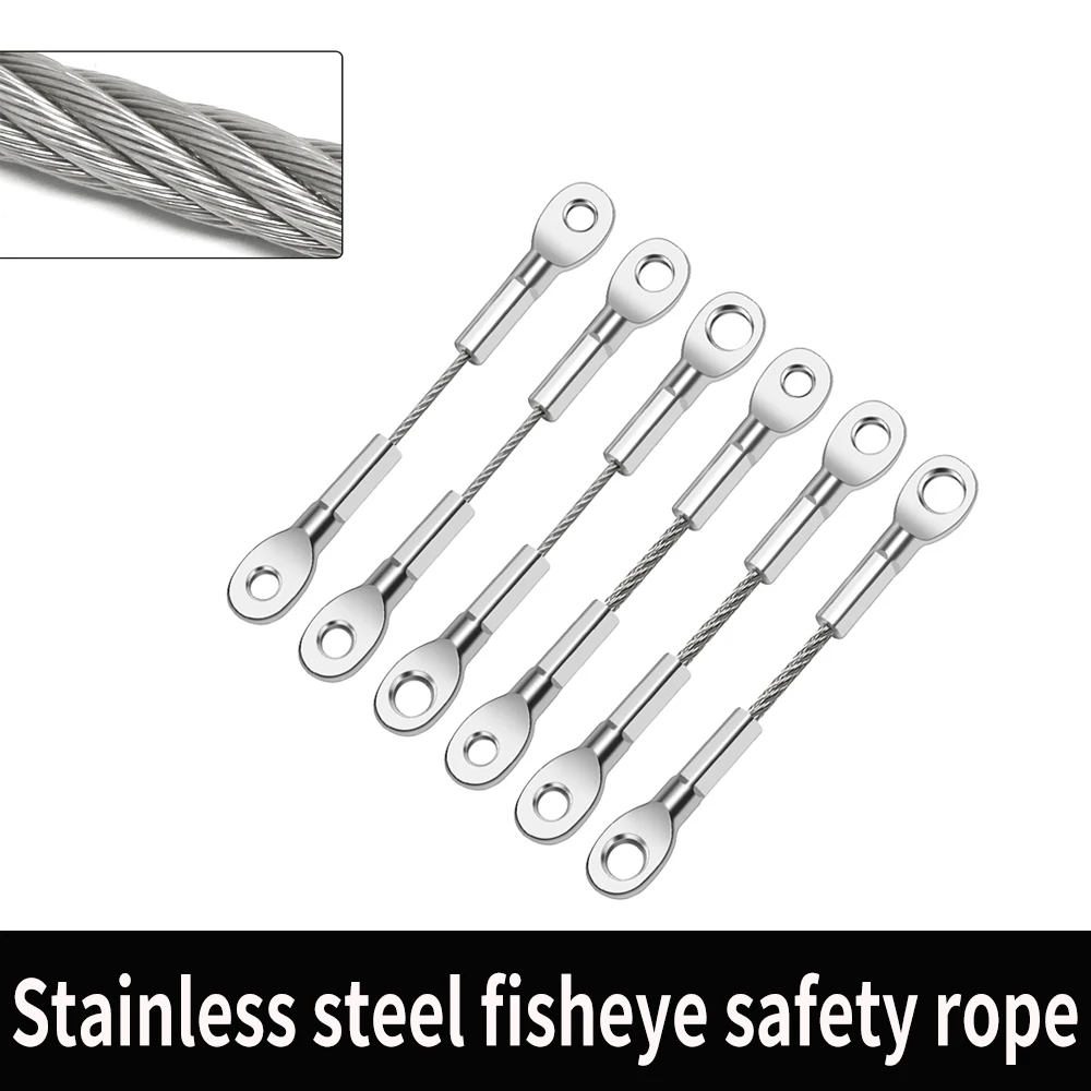 

1.5-2mm 304 stainless steel wire safety rope, metal safety rope, M4 fish eye pressure clamp, rope connection clamp