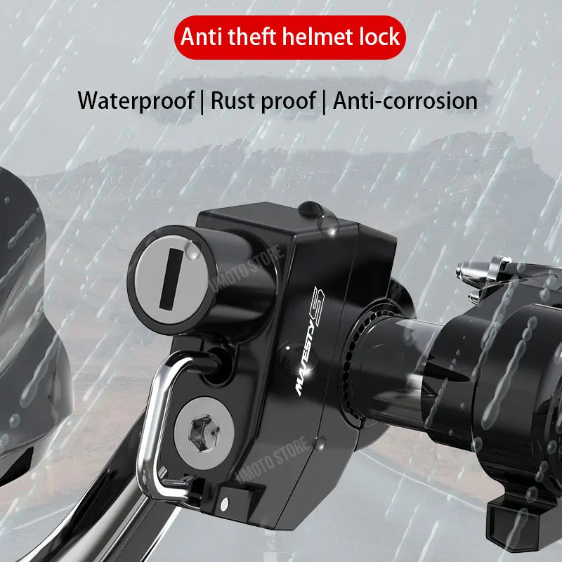 For Kawasaki MAVESTY S Motorcycle Helmet Lock Anti-Theft Bicycle Helmet Security Locks For 20-28mm Handlebar with 2 Keys and Ins