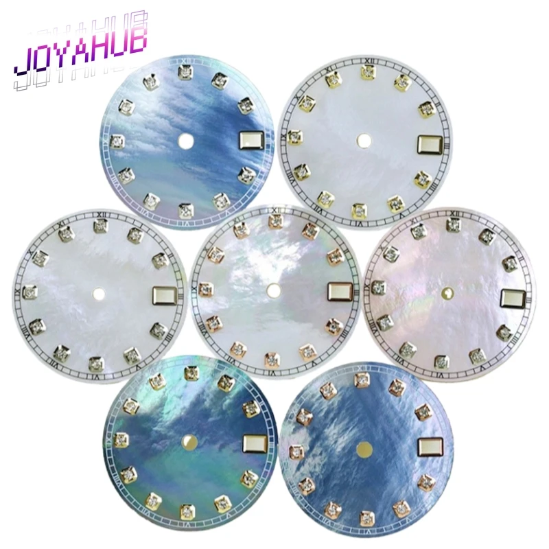 

Циферблат часов с индивидуальным логотипом, 28,5 мм, перламутровая поверхность, инкрустированная бриллиантами, для модификации механизма NH35/36, аксессуары для Datejust.