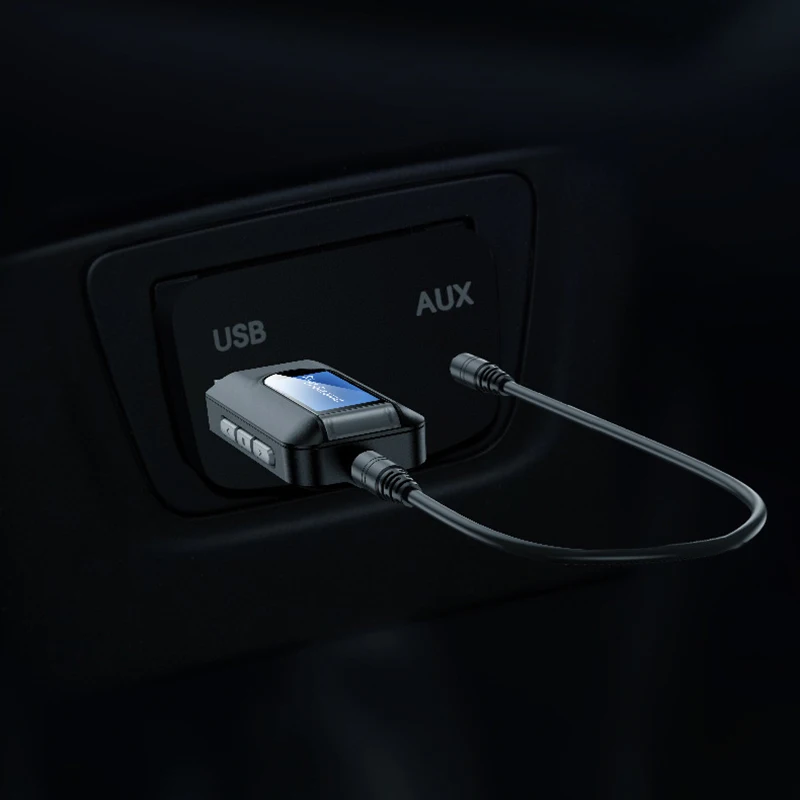 Ricevitore trasmettitore Bluetooth BNVN-USB con display LCD Adattatore wireless 5.0 stereo AUX da 3,5 mm 2 in 1