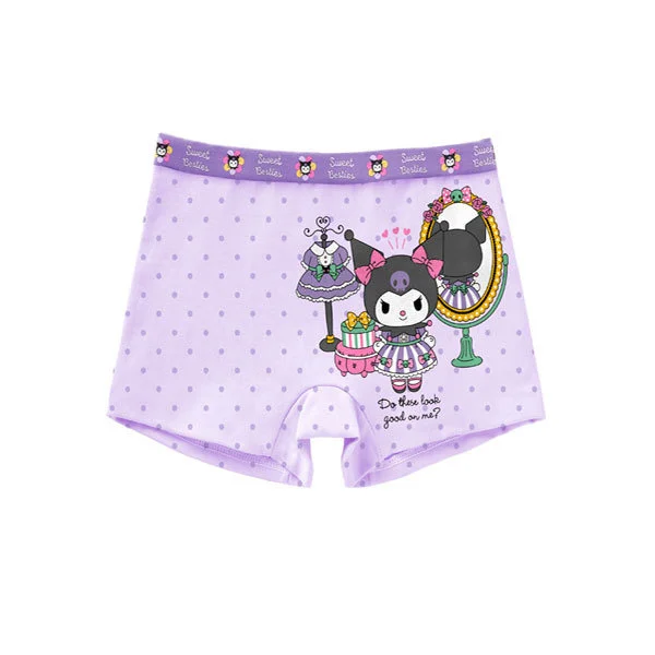 4PCS Kuromi Children\'s Underwear Sanrio Anime Cartoon Print Girls Cotton Briefs Kawaii Cute Baby Boxer Shorts Children\'s Gift