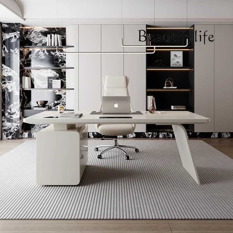 Factory Promotion 0 Study Desk Italian Minimalist Baking Paint Simple Modern Beauty Salon Computer Desk Consultation Office Desk