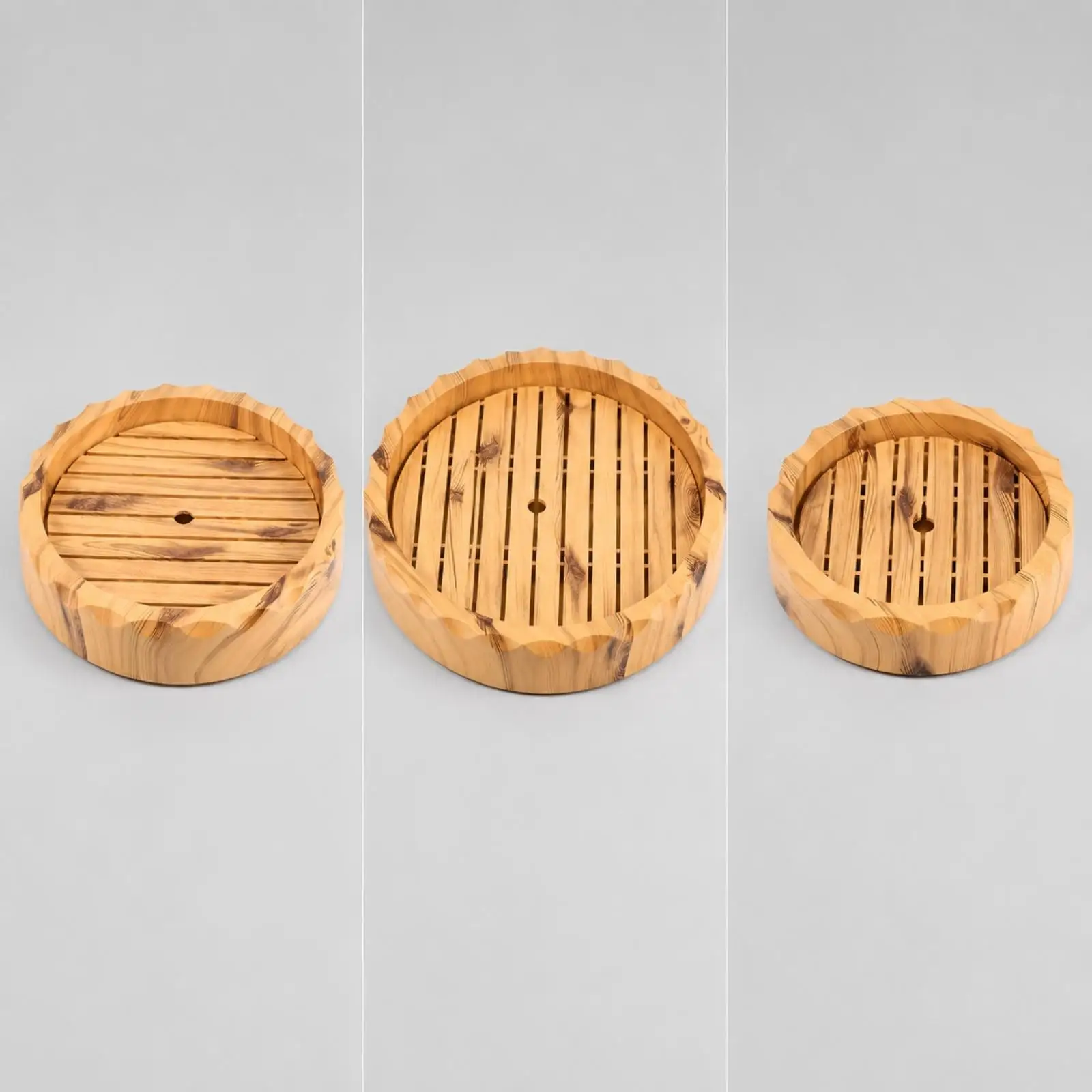 Sushi Plate Elegant Round Plastic Sashimi Serving Plate Wood-Look Seafood Serving Platter Japanese Style Restaurant-Ready
