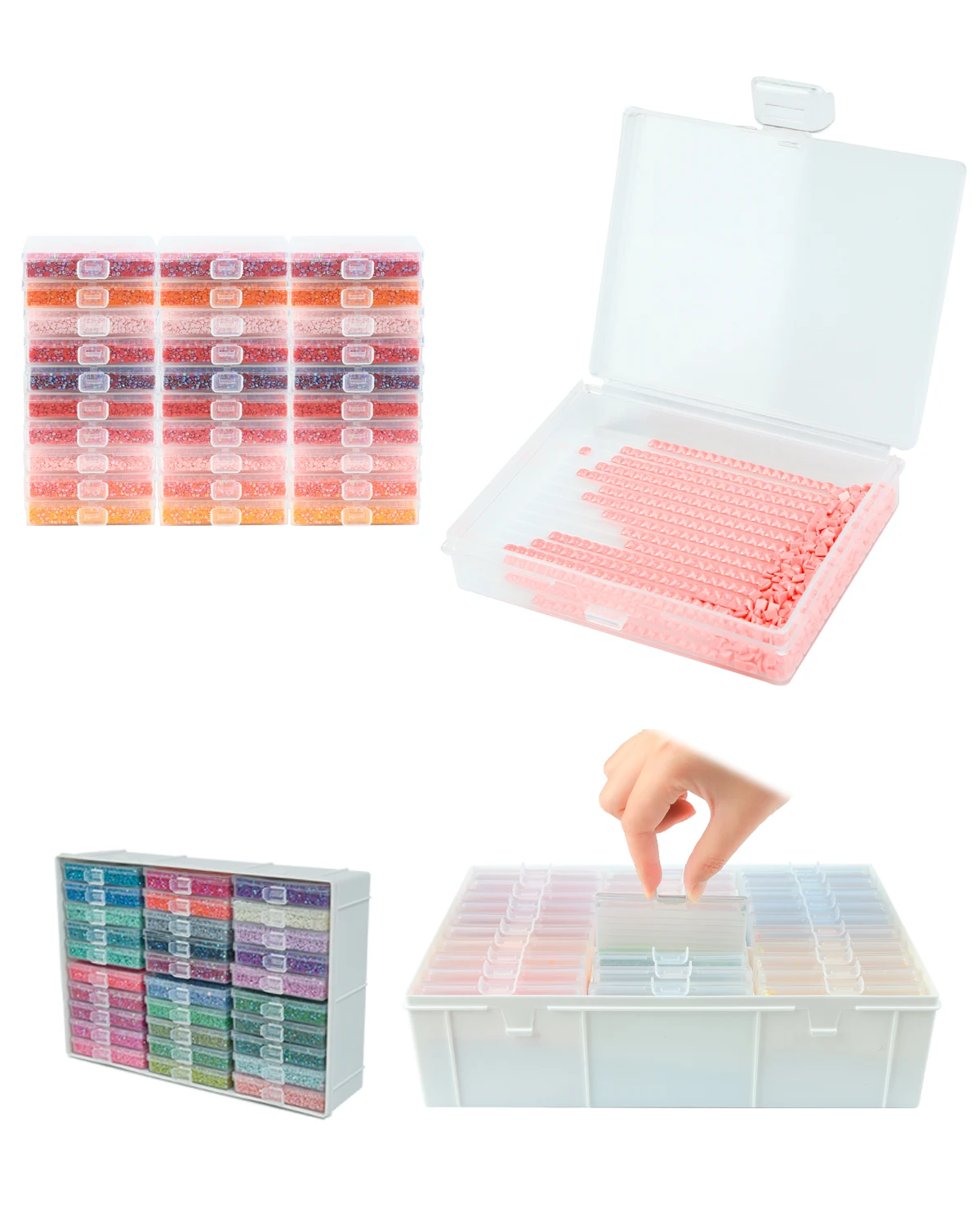 30pcs Diamond Painting Trays With Lids, Diamonds Storage Container Trays Set With Containers Rack, Diamond Art Accessories Tools