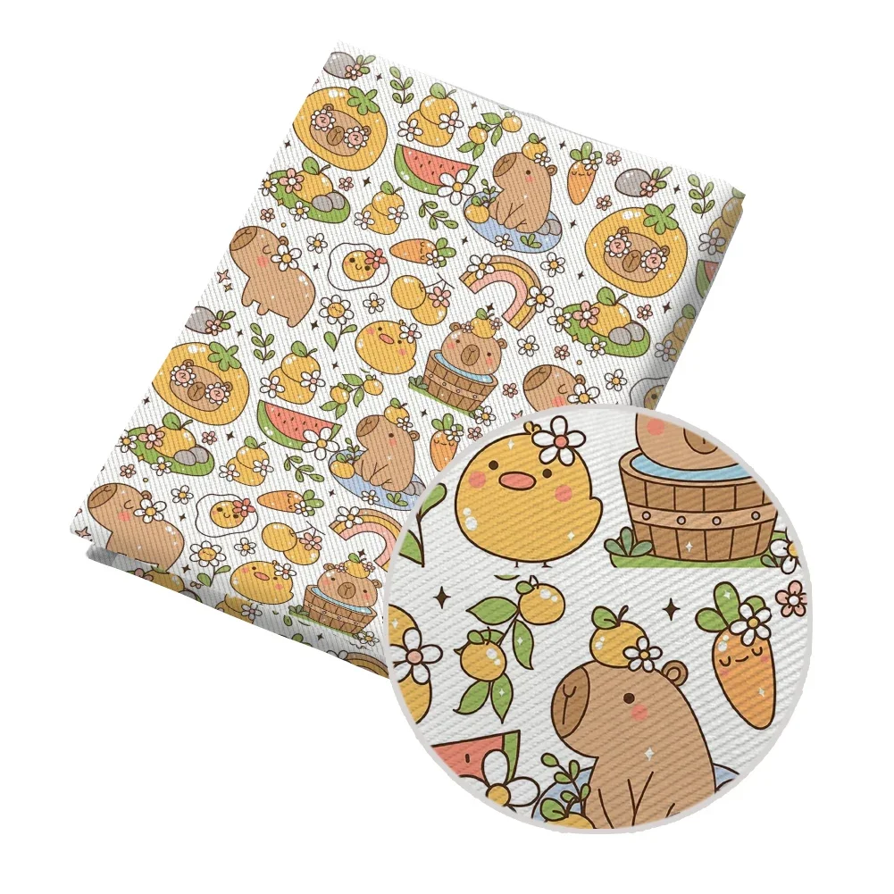 

Kawaii Animal Capybara Pattern Printed Polyester Fabric Trill Fabric Microfiber DIY Textile Sewing Cloth