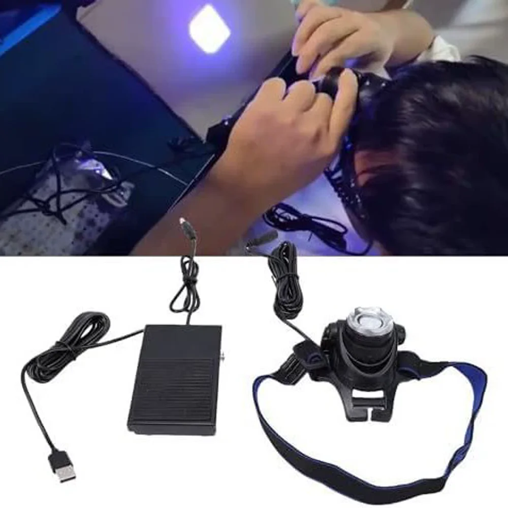 Beam Light UV Lash Hands Free Curing System for Eyelash Extensions with LED Headlamp & Foot Pedal Professional Lash Application