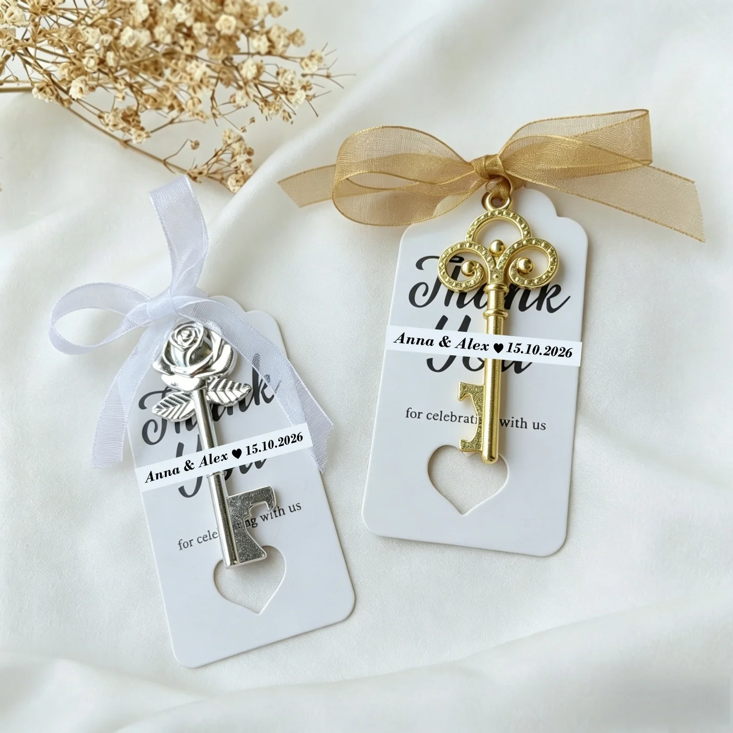 Roségold Schlüssel-Flaschenöffner für Gäste Hochzeitsgeschenke für Gäste Party-Dekoration Gastgeschenke Babyparty Taufe Dankeschön 20/30 Stück – Detail 6