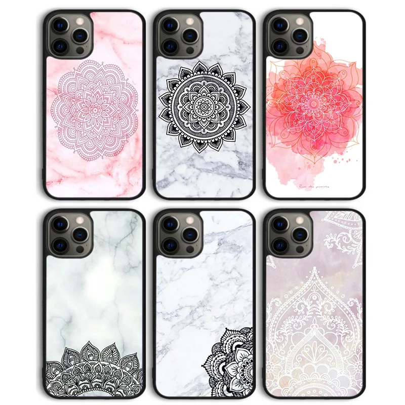 

MARBLE MANDALA FLOWER FLORAL Phone Case Back Cover for iPhone 17 Air 16 15 14 13 11 12 Pro Max Plus Shell Coque