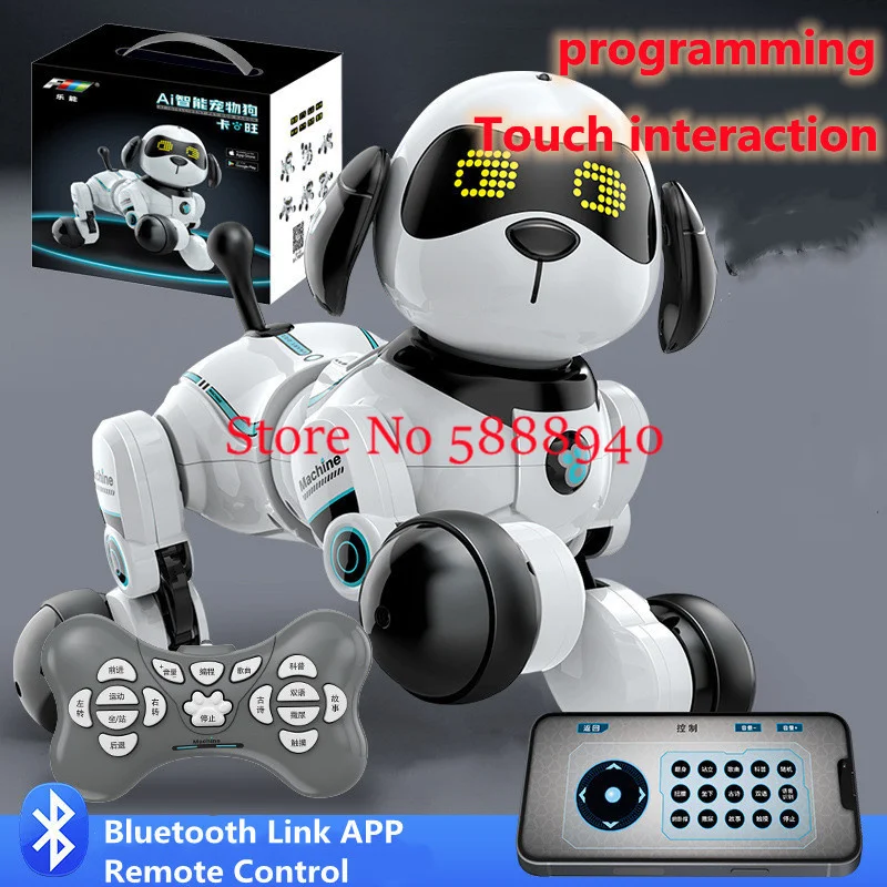 

AI Intelligent Electronic APP Bluetooth RC Robot Dog 2.4G Touch Sensing Smart Programming Interactive Puzzle Remote Control Dog