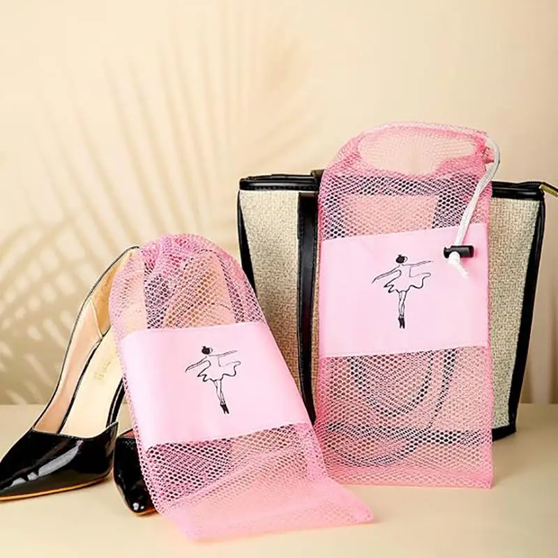 Shoe Storage Bag Ballet Dance Shoes Storage Bag with Drawstring Mesh Bag  Handbag Bags Pouches Satin Ballet Shoe Bag Shoes Pouch