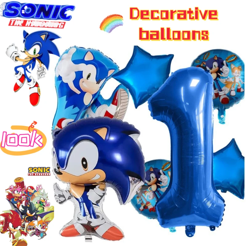 

Новый аниме-товары «Ежик Соник», два размера, цифровой воздушный шар для мальчиков, милые товары для украшения дня рождения с героями мультфильмов