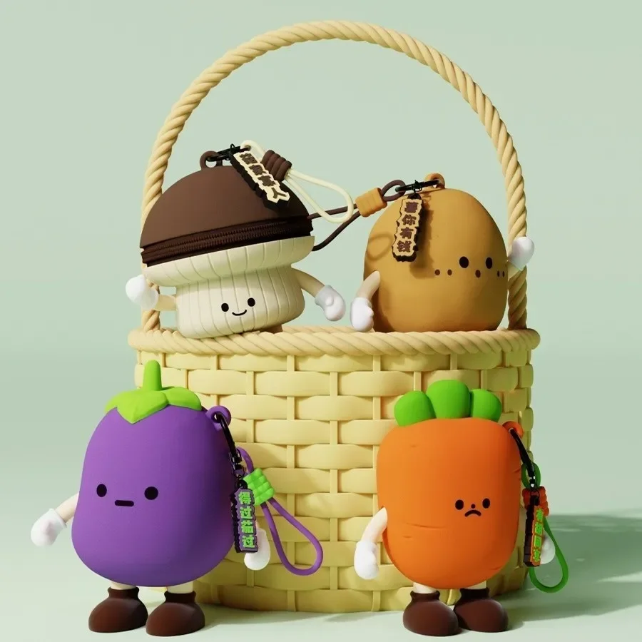 

Vegetable series mini storage bag cute expression bag emotion cute change bag little boy girl creative pendant