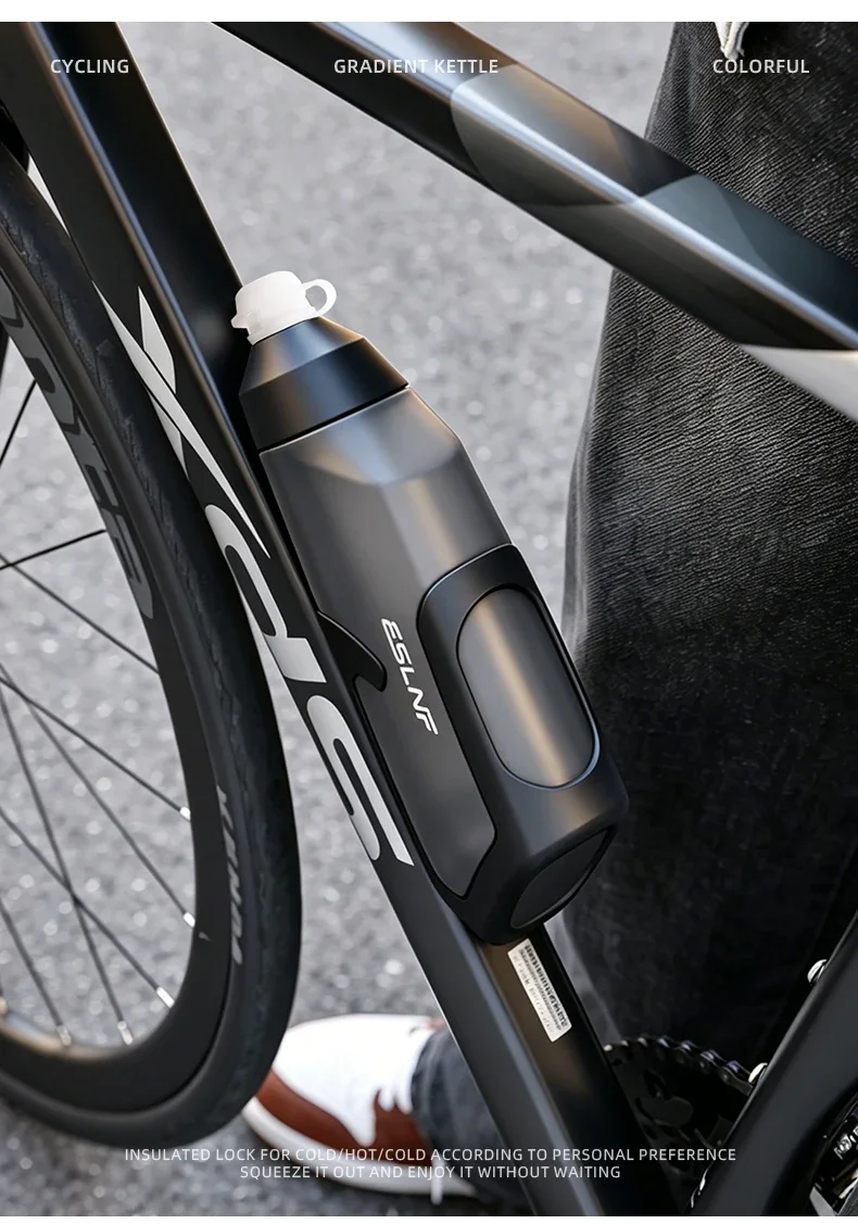 ESLNF 680ML Aerodynamisches Wasserflaschenset aus Lebensmittelqualität PP5 mit Ultraleichtem Carbonfaser-Flaschenhalter Fahrradzubehör – Detail 13